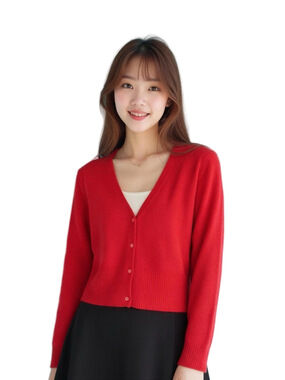 Villager Bold Red Women's Cardigan Sweater